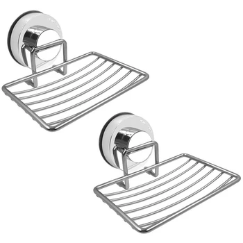 

Soap Dish Holder,Stainless Steel Soap Basket With Strong Suction Cup Holder For Bathroom,Shower,Kitchen,Sinks,2 Packs