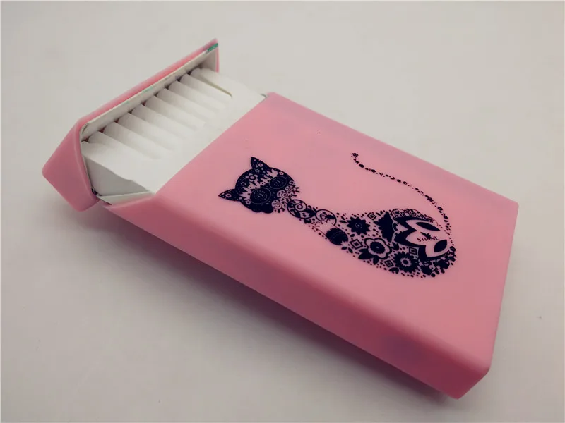 

Pink Cat 100's Slim Silicone Cigarette Case Cover for Women Holds 20 Cigarettes Lady Cigarette Pack Favourite Cigarette Box