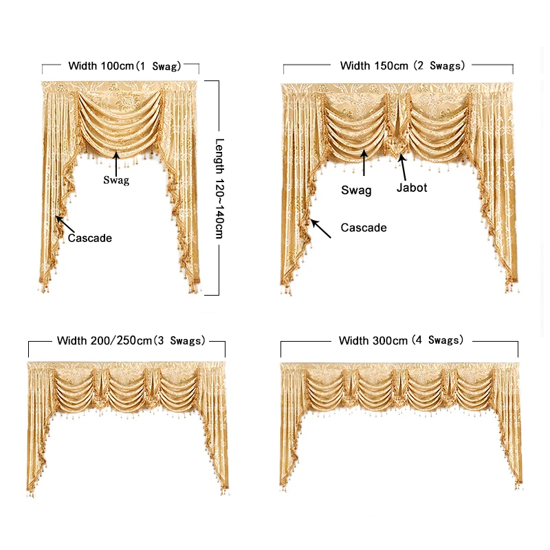 European Royal Luxury Valance Pelmet Curtains For Living Room Windows Bedroom Swag Curtain Wedding Backdrop Stand Curtains Aliexpress