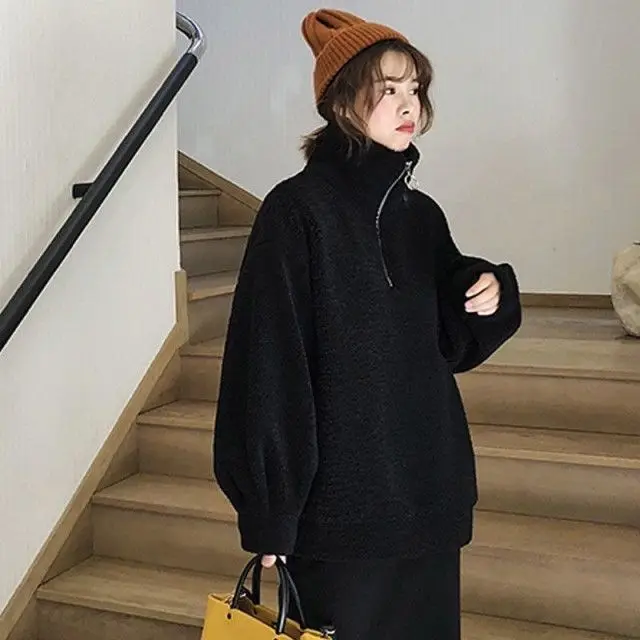  autumn/Winter women's sweatershirts women's outerwear women's clothing coat loose hoodies imitation