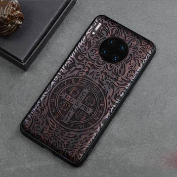 

Sandalwood Case for Huawie P30 Pro Mate 30 Pro 20 Honor 20 20s Nova 5T Case 3D Relief Embossed Pattern Wood Hard Cover Funda