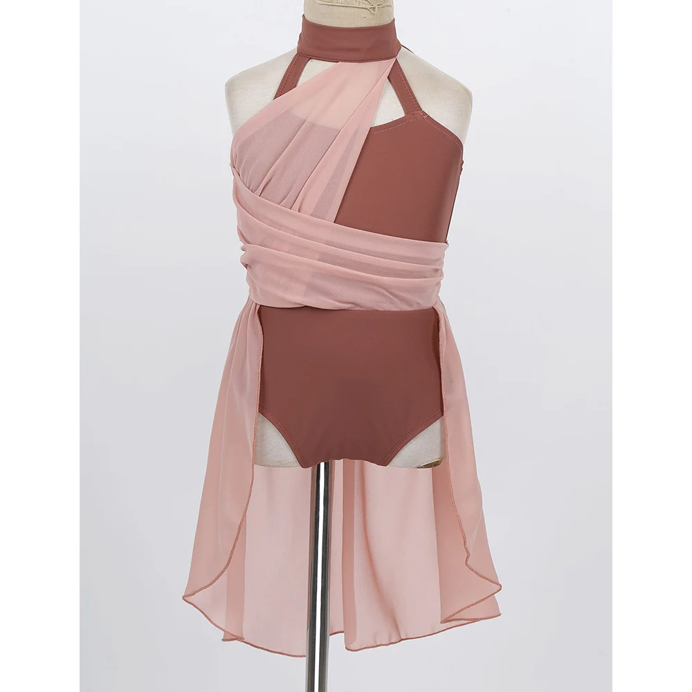 IIXPIN Girls Ballet Dress Lyrical Dance Costume Kids Chiffon Ruched Bodice Caged Back Dance Leotard Dress Contemporary Dancewear ballet leotard dance leotard ballet dress girls dance costumes