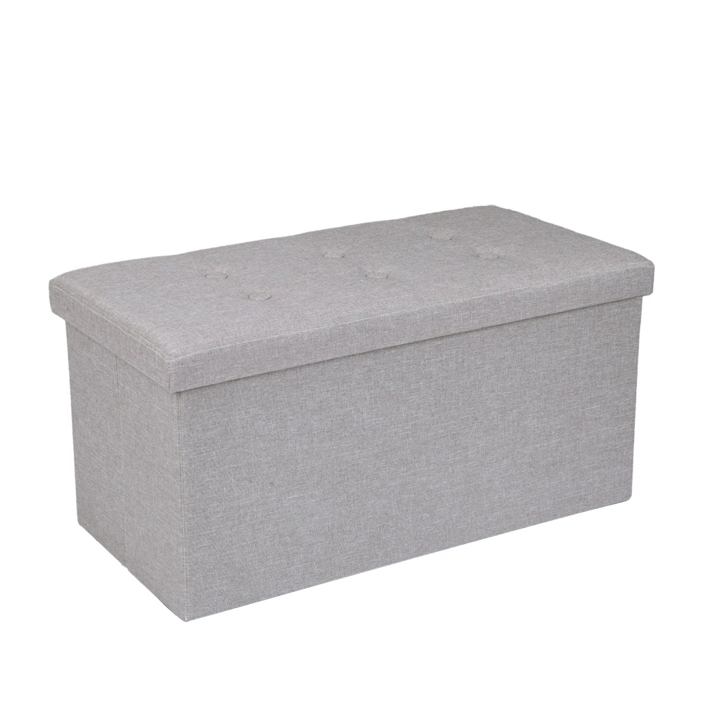 

76*38*38cm Folding Fabric Storage Stool Bench Storage Box Linen Small Sofa Minimalist Rectangle Kid Chair Foot Stool