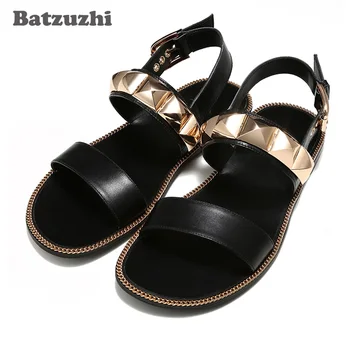 

2020 New Arrival Men's Sandal Shoes Black Genuine Leather Sandal Shoes Men Designer's Summer Gladiator Sandalias,Big Sizes 6-12