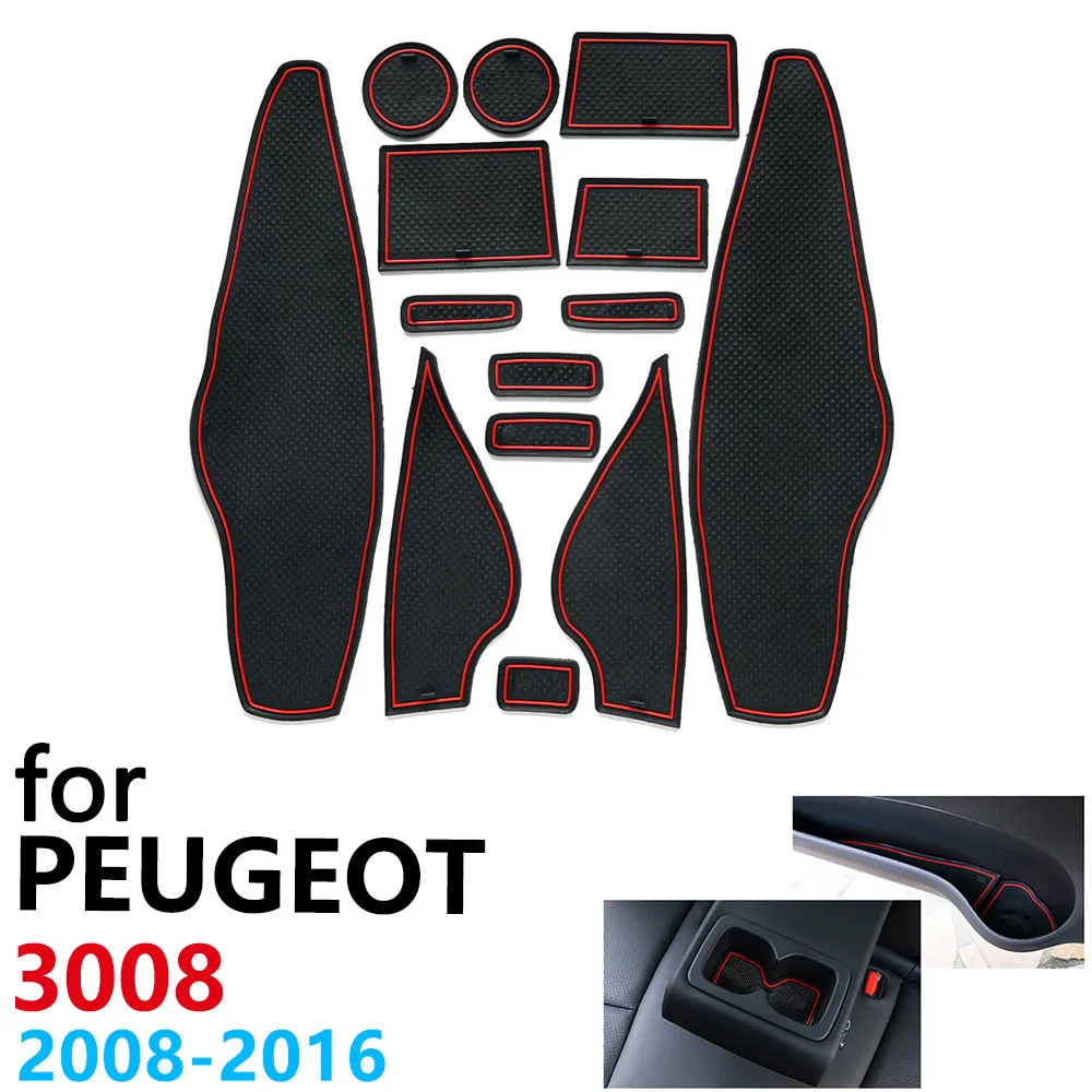 Anti-Slip Rubber Cup Cushion Door Groove Mat for Peugeot 3008 MK1 2008~2016 2009 2010 2012 2014 2015 Accessories mat phone | Автомобили и