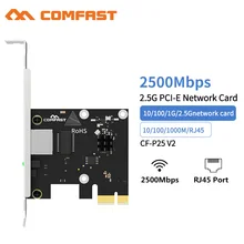 Carte réseau Gigabit Gaming 2500Mbps, 10/100/1000 mb/s, Port Ethernet RJ45, 2.5Gbps, adaptateur PCI E pour ordinateur de bureau, compatible avec Win7/8/10