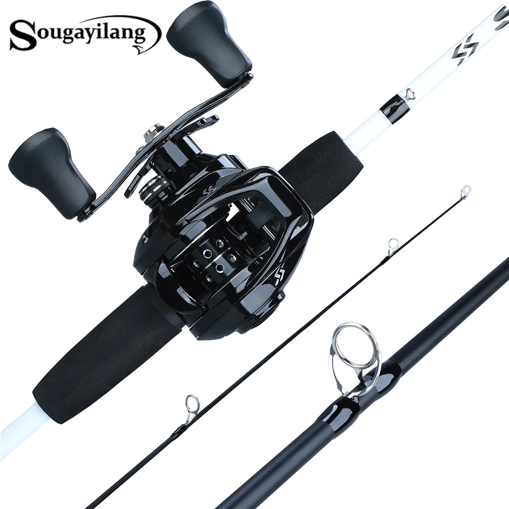 Sougayilang 1.75m Fishing Rod Combo 3 Section Carbon Casting Fishing Rod with 12+1BB Baitcasting Reel Fishing Tackle Kit Pesca