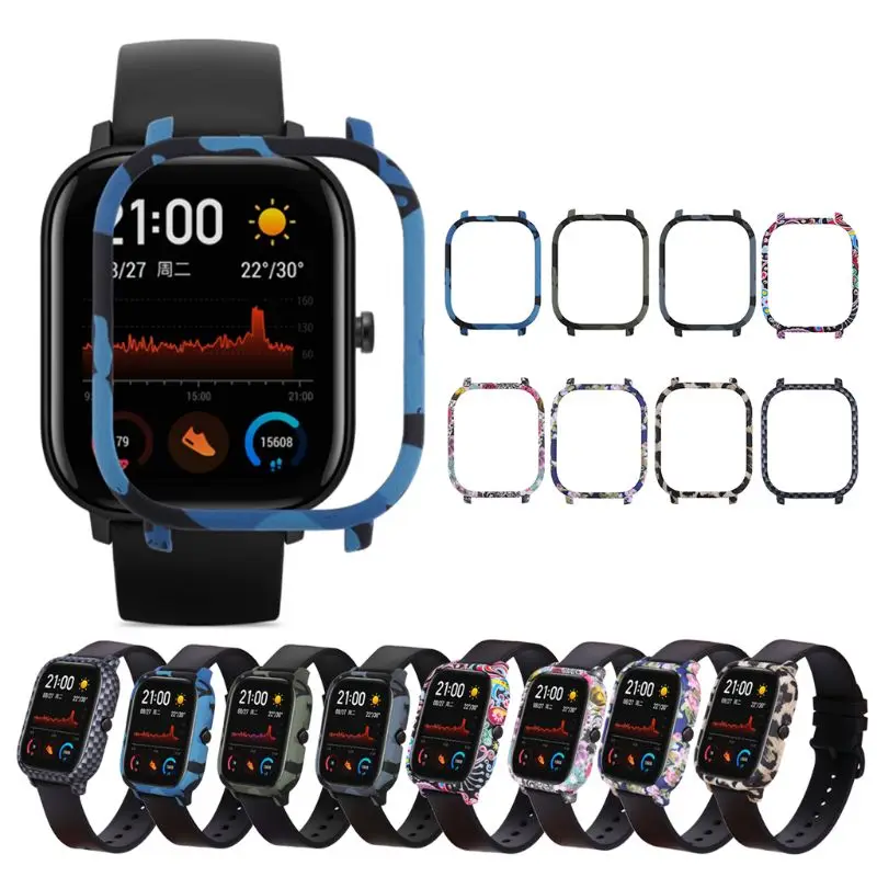 PC защитный чехол Красочные печати часы экран протектор для HUami Amazfit GTS