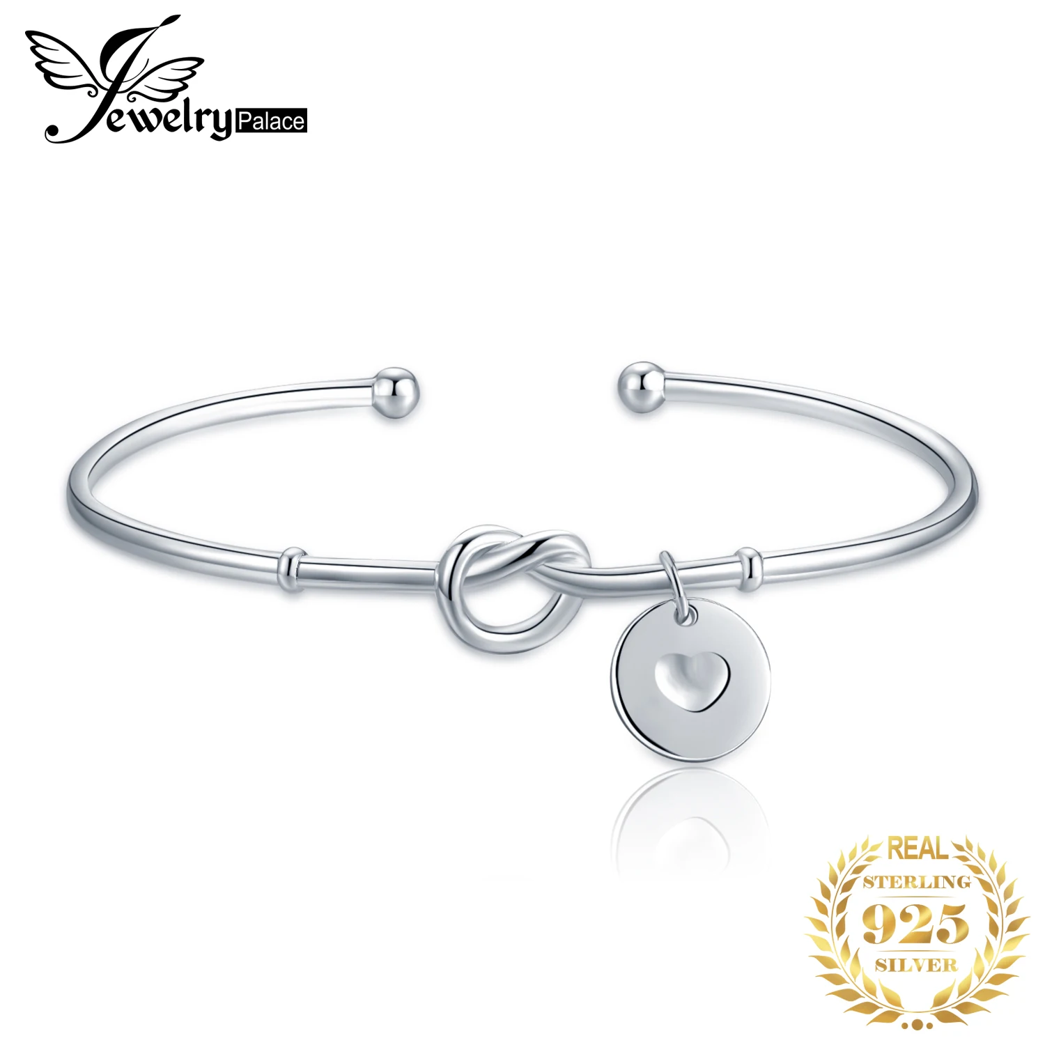 JewelryPalace Шарм 925 пробы серебро витая веревка сердце браслет с диском манжеты