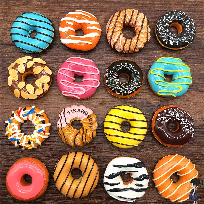 

Creative Simulation Dessert Donut Stereo Resin Three-dimensional Fridge Magnet Cute Magnetic Color Sticker Refrigerator