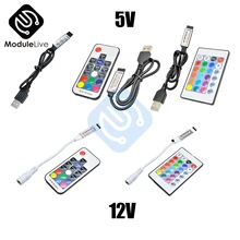 DC 5V 12V RGB تحكم USB IR RF عن بعد Wifi اللاسلكية شريط ليد مزود بيو إس بي ضوء 3/17/24 مفاتيح ل RGB SMD 3528 5050 LED قطاع أدوات(China)