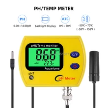 Profissional 2 em 1 ph medidor de temperatura acidimeter digital aquário bebida qualidade da água bnc substituível ph sonda ph temp tester