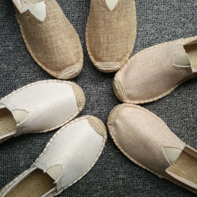 

High Quality Classic Hemp Woven Canvas Shoes Women Men Breathable Linen Slacker Hand-made Slip-on Sneakers zapatos de mujer