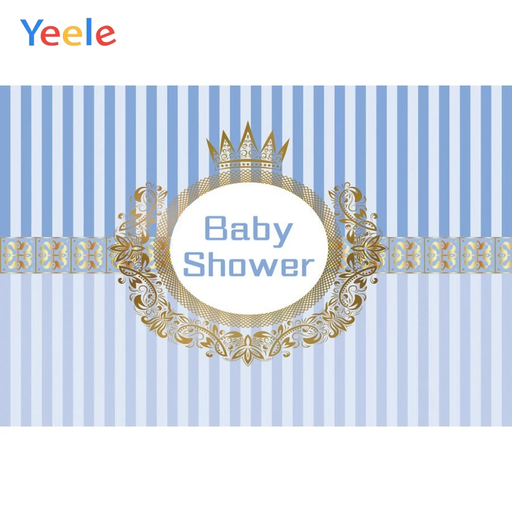 Yeele Crown Newborn Baby Shower Backdrop Customized Boy Happy Birthday Prince Blue Photography Background Vinyl For Photo Studio |