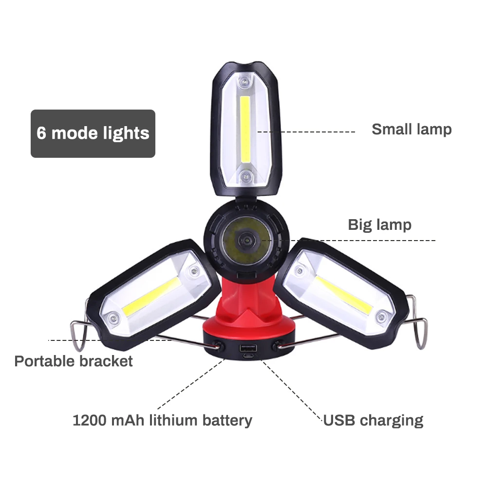 USB Перезаряжаемый светодиодный светильник-вспышка для кемпинга, фонарь, светильник, портативный светильник для палатки, красный/желтый