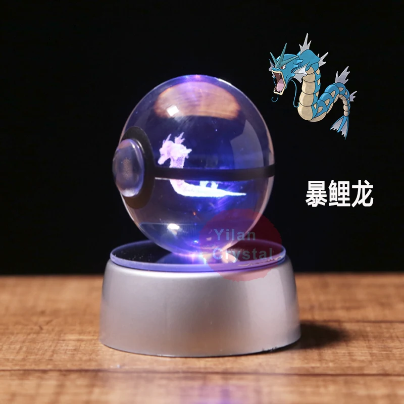 Покемон монстр Модель Gyarados Pokeball гравировка хрустальный шар со светодиодным