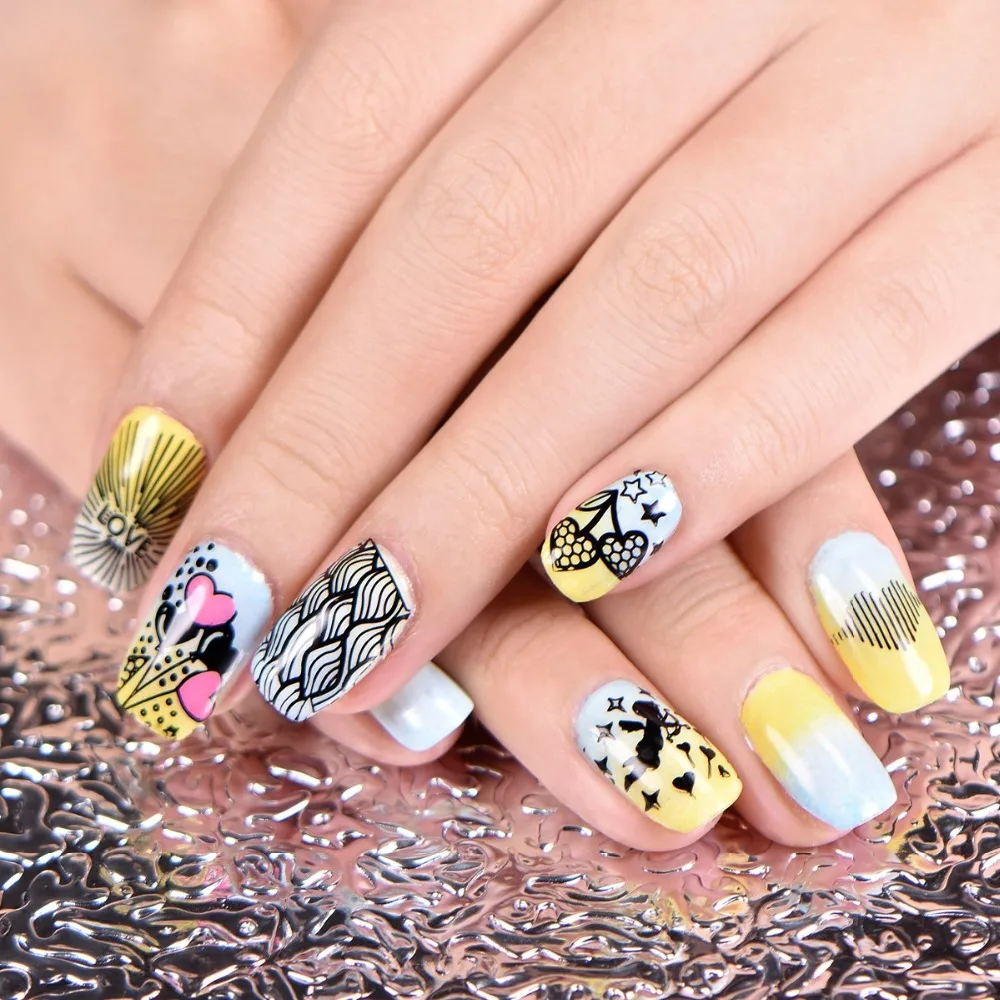 BeautyBigBang XL-021 6*12cm Rectangle Nail Stamping Plates Autumn Leaf Pattern Nail Art Stamp Template Image Plate Stencils