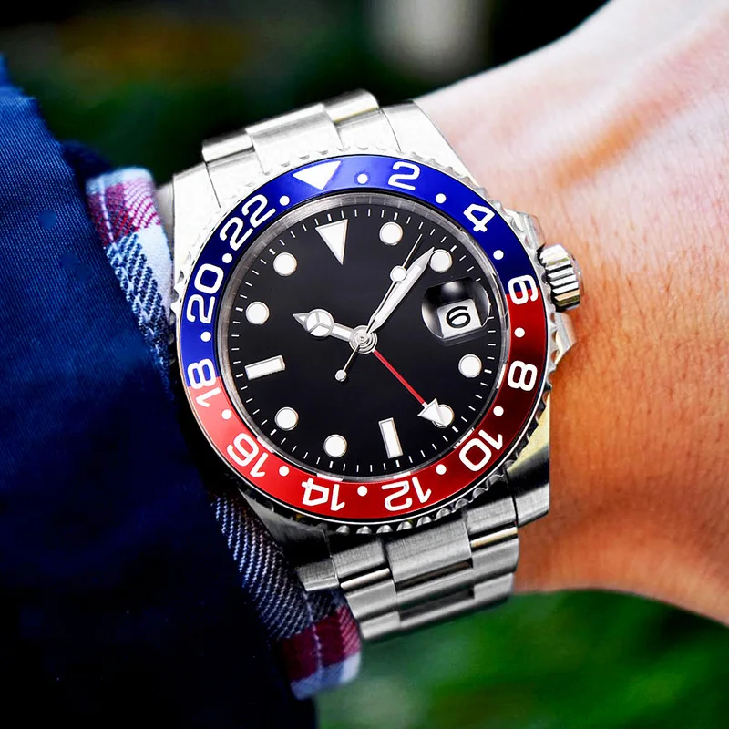 GMT Wristwatch Master II Rolexable Watch Men Batman 116710 Automatic Mechanical Movement 40mm 3A Watches Sapphire Ceramic Bezel afbeelding