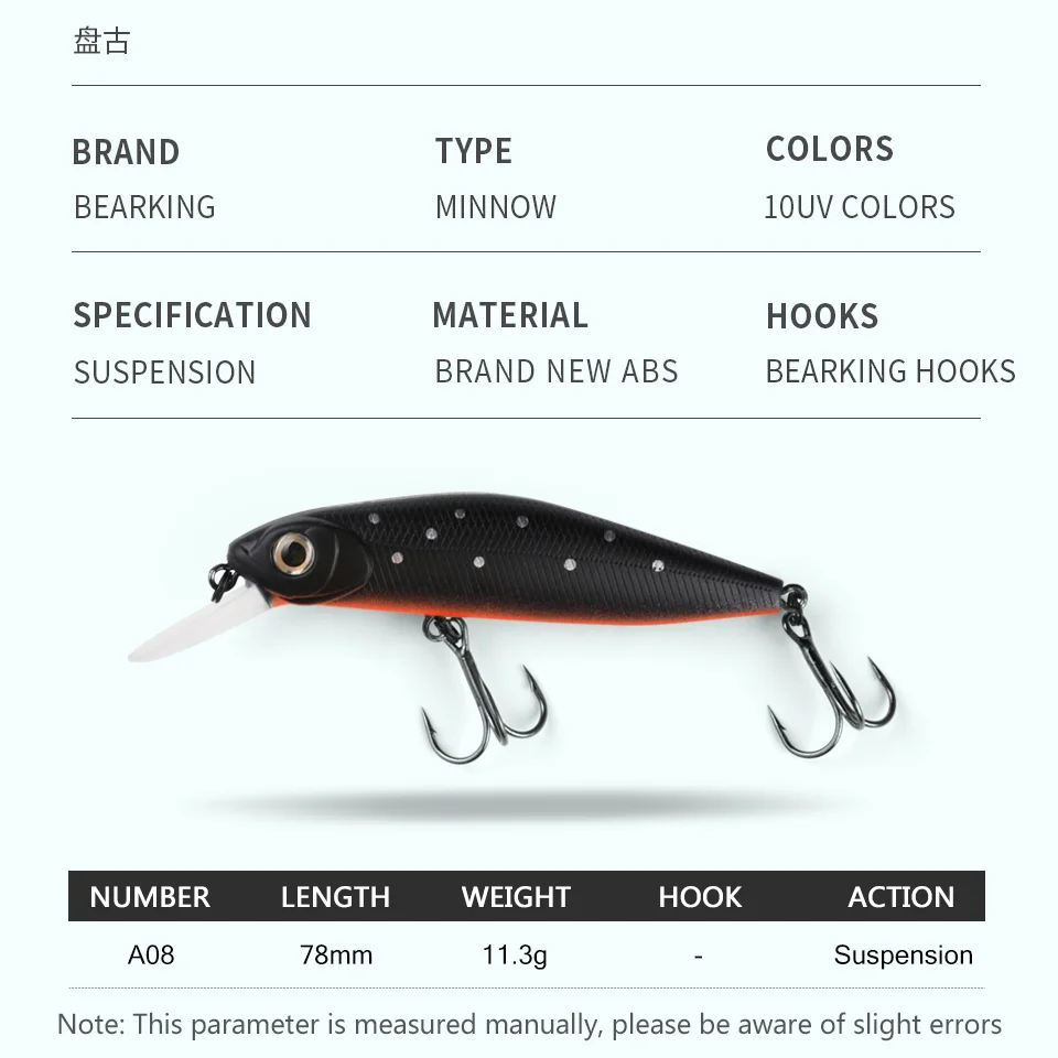 BEARKING 78mm 11.3g dive 1.3-1.7m SP Tungsten system fishing lures minnow crank wobbler quality fishing tackle hooks fishing lure