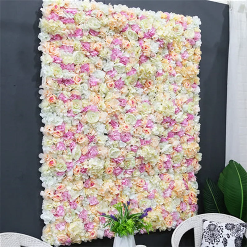 

Customized 40*60cm Artificial Silk Rose Flower Wall Christmas Fake Flower Panel for Wedding Party Decoration Backdrop