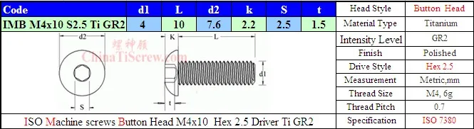 L7380 M4x10 S25 Ti 