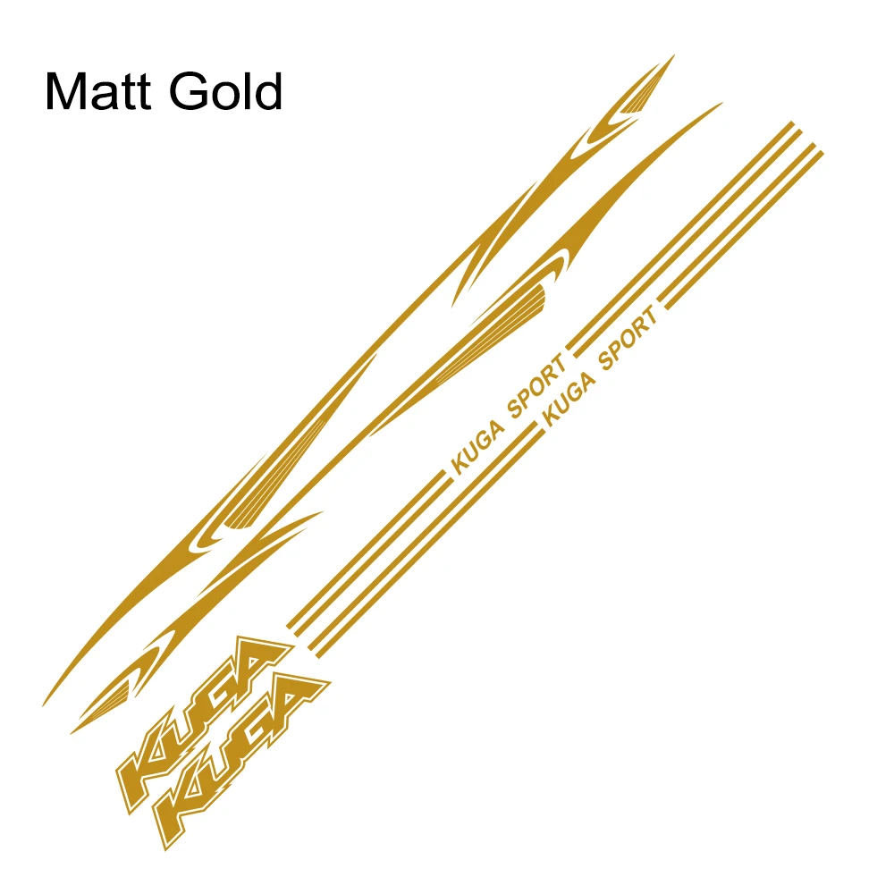 Matt Gold 2 шт. виниловая пленка наклейки для автомобиля для Ford Kuga Светоотражающие стильные Авто длинные полосы наклейки для стайлинга автомобилей Аксессуары для тюнинга автомобиля - Название цвета: Matt Gold