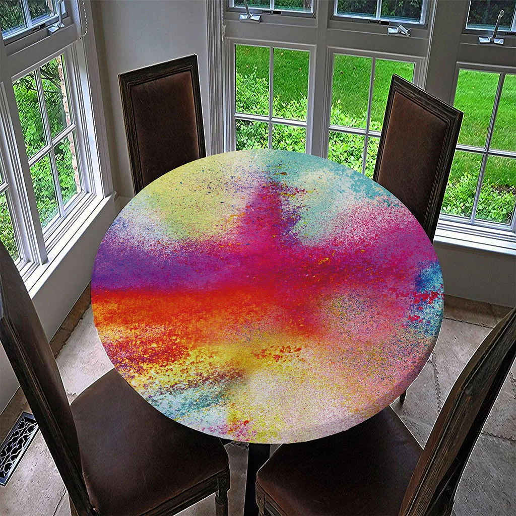 Waterproof Table Cover Fitted Tablecloth Round 55' Moisture-proof Reusable