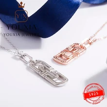 

1:1 Customized S925 Sterling Silver Luxury Round Bracket Rose Gold Necklace with Logo Fashion Diamond Necklace Classic Jewelry