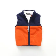 В году, осенне-зимний стильный детский жилет корейский стиль флис смешанные цвета плюс бархат, дети, теплый жилет