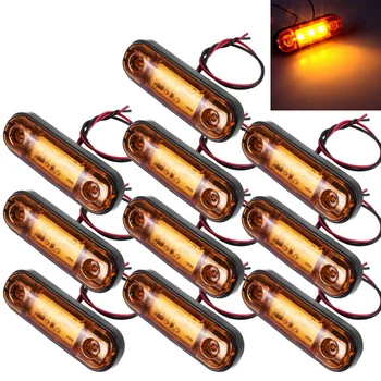 

Yellow LED Marker Light Trailer Truck Pickup RV LED Side Marker Lamp Waterproof 3LED Signal Warning Light, 10PCS