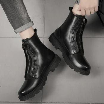 

Autumn Original Leather Boots Men Shoes Leather Casual Boots Men Comfy Anti-Slip Lace-up Boots Plus Size 38-46 Outdoor Shoes %