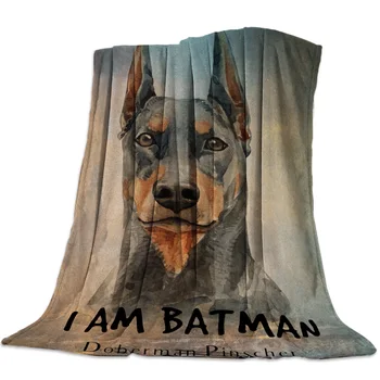 

Vintage Doberman Head Pet Bulldog Portrait Dog Watercolor Coral Fleece Fuzzy Blankets on Bed Throws Bedsheet for Kids Girls