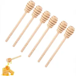 2pcs Wooden Honey Spoon Stir Bar Eco-Friendly Long Handle Mixing Stick Milk Tea Muddler Stirrer Dessert Tools Home Tableware