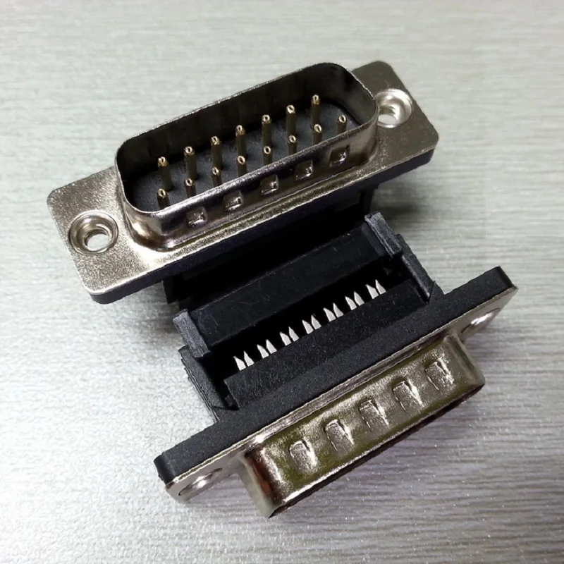 10 шт. D-sub DB15Pin штекер сварной разъем D-sub 15 pin Мужской последовательный порт гнездо адаптера для ленточного кабеля