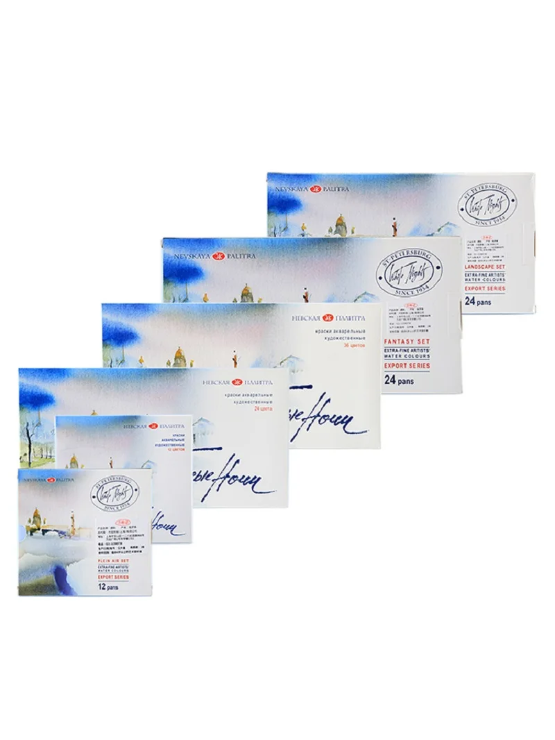 Russian White Night Solid Watercolor 24 Color Acuarelas Paint student full pan Aquarela Drawing set