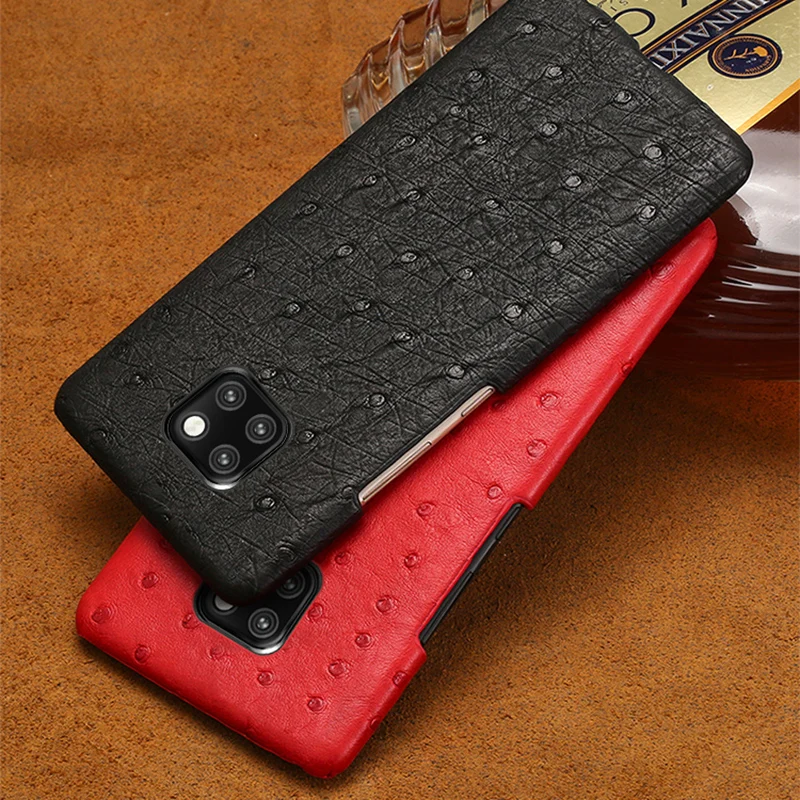 

Phone Cases For Huawei P10 P20 P30 Lite Mate 9 10 20 lite Pro Case Natural Ostrich Skin Cover For Honor 8X 9 10 V20 P Smart case