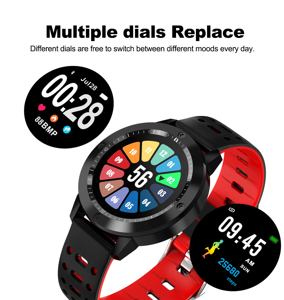 CF58 Смарт-часы 1,3 дюймов цветной экран круглый экран Bluetooth IP67 Водонепроницаемый сердечный ритм кровяное давление кислород