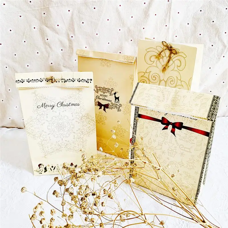 6pcs Unique Christmas Candy Bag Gift Bags Creative Gift Pouch Food Biscuits Bag Souvenir Bags For Party Festival