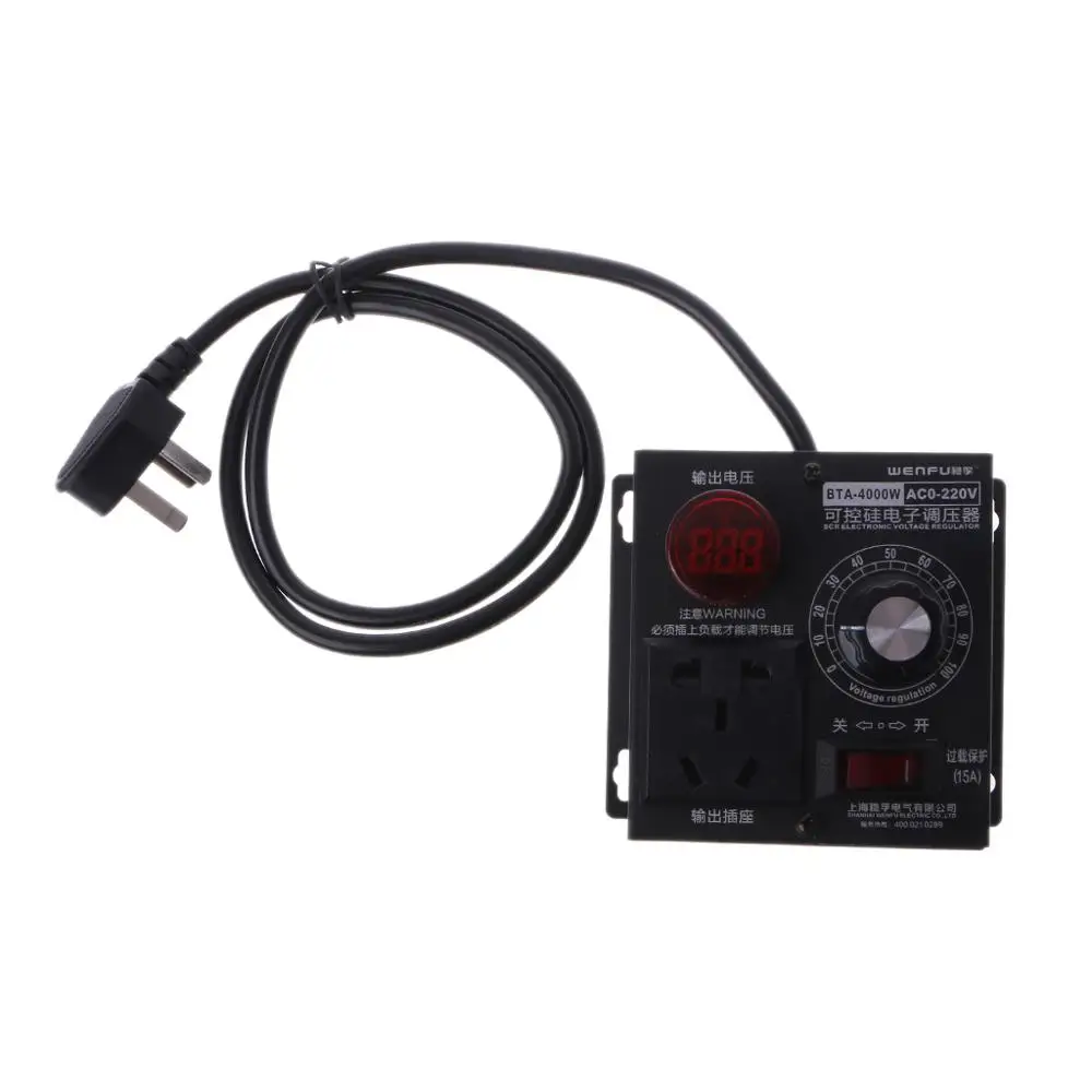 

AC 220V 4000W SCR Electronic Voltage Regulator Temperature Motor Fan Speed Controller Dimmer