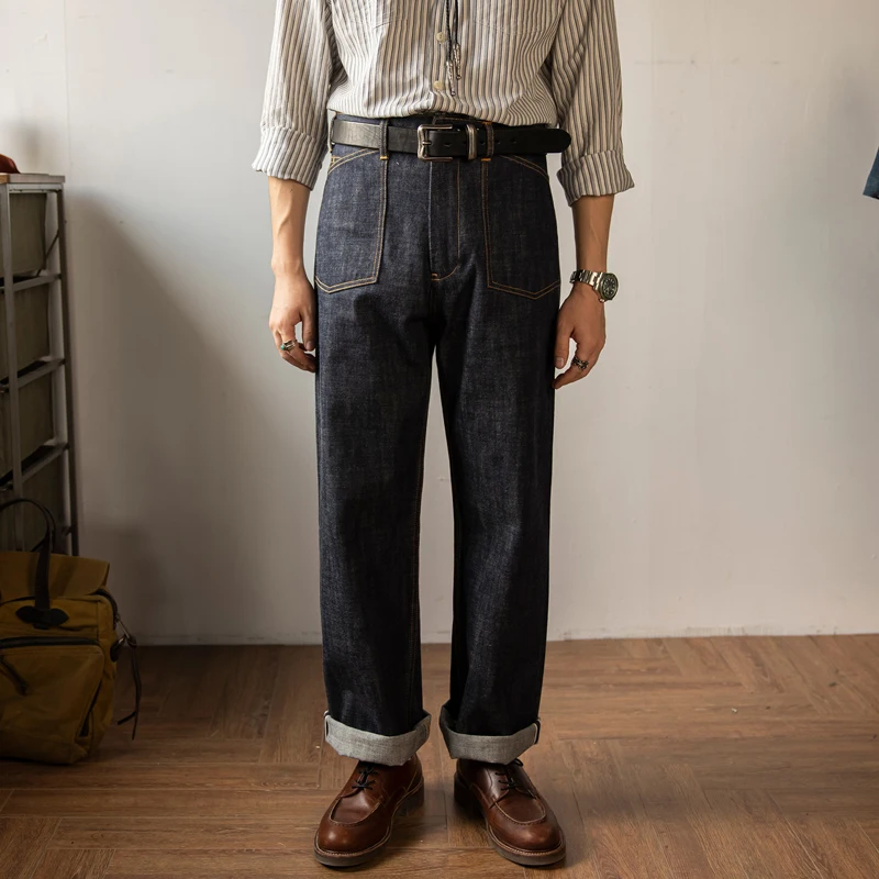 Red Tornado Vintage Railroad Worker Pants Mens Workwear Jeans Raw Denim