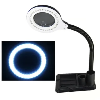 

5X-10X Bedroom Glass Lens Magnifier Light Library Hotel Desktop Free Stand Office Home Reading Room LED Magnifying Lamp Study