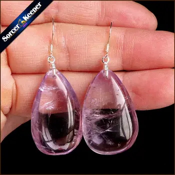 

Genuine 925 Sterling Silver Amethysts High Grade Drop Earrings Purple Fine Jewelry Gift for Woman 100% Natural Gem Stone TS736
