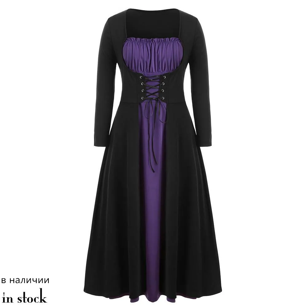 ROSEGAL большой размер Готическая шнуровка макси платье на Хэллоуин винтажное для