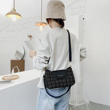 

Fashion Woven Shoulder Bags For Women's 2020 Trend PU Leather Female Crossbody Bag With Two Detachable Shoulder Straps