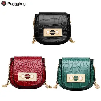 

Fashion Crocodile Messenger Bag Women PU Leather Mini Purse Chain Ladies Handbag Saddle Lipstick Bag