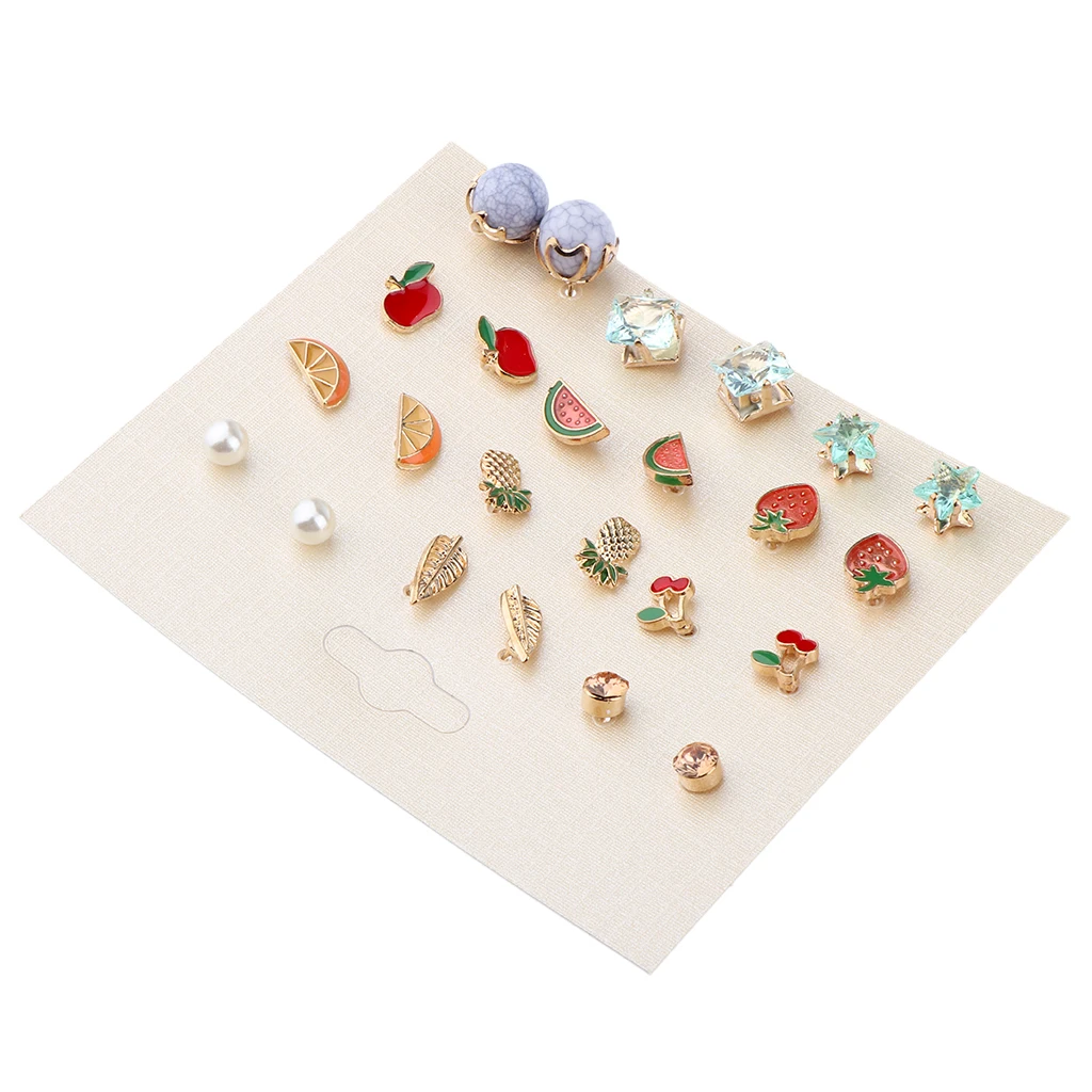12 Pairs Women Girl Cute Fruit Earrings Pineapple Cherry Stud Earrings Set