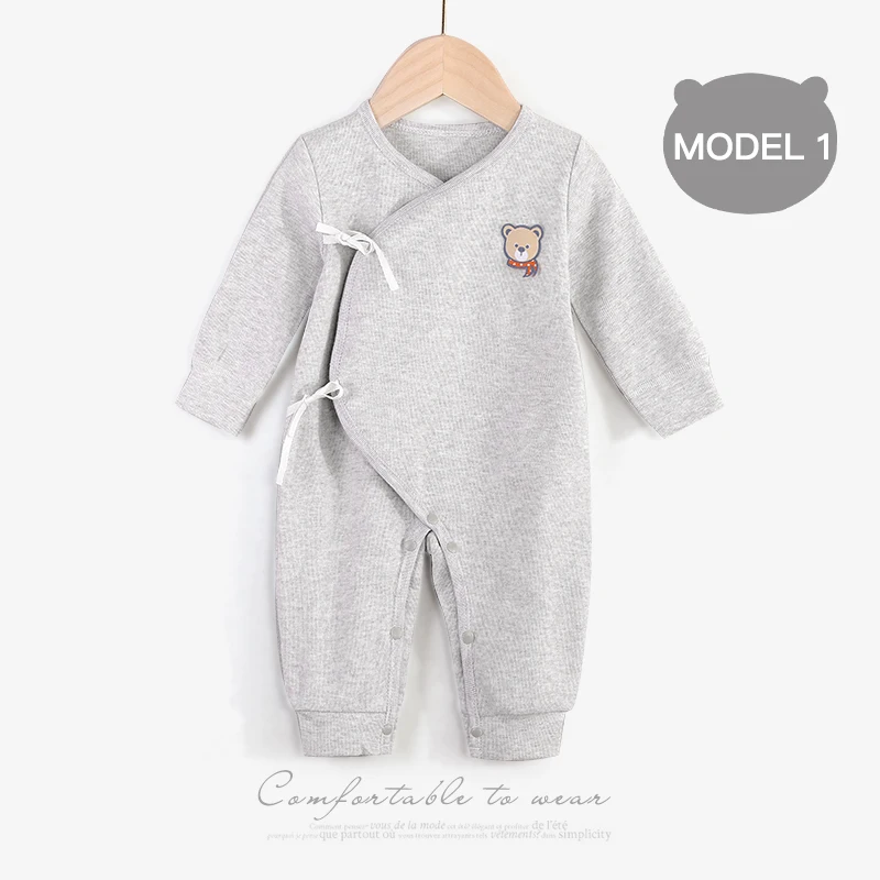YATEMAO/одежда для малышей 0-12 месяцев; Одежда для новорожденных; комбинезоны с длинными рукавами для новорожденных мальчиков и девочек - Цвет: 9007 gray