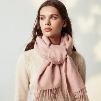 

2019 Autumn Winter Female Wool Solid Color Scarf Women Cashmere Scarves Wide Lattices Long Shawl Wrap Blanket Warm Tippet