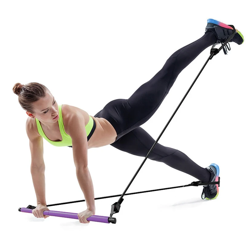 

Pilates Stick Yoga Workout Body Abdominal Resistance Bands Fitness Tool Rope Puller Sport at home