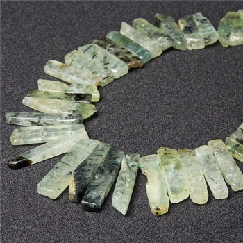 

Top Drilled Natural Prehnites Slice Loose Beads Green Crystal Quartzs Slab Stick Points Graduated Pendants Jewelry Making Crown
